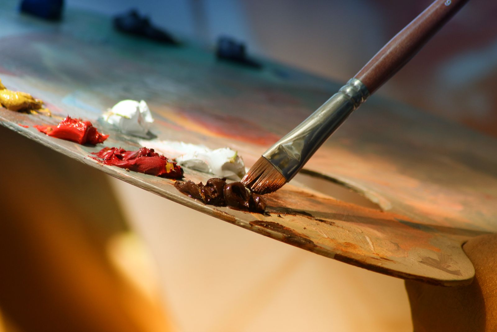 Brushes in jars on the atelier table